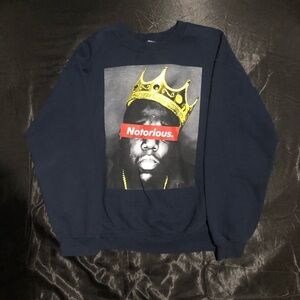 Blue Crewneck Sweater with Graphic Print